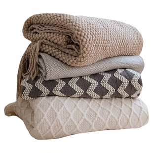 北欧风毛毯沙发毯双人盖毯单人披肩办公室午休毯民宿床尾巾针织毯