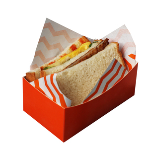 汉堡船型纸盒橙色蓝油炸食品家用三明治干贝厚蛋吐司手拿外带纸盒