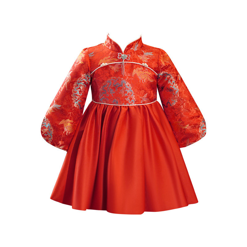 女宝宝抓周礼服加绒加厚中式唐装