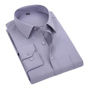 的确良春秋夏季薄款中老年男士长袖衬衫宽松中年人衬衣工装工作服