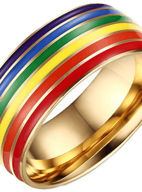 泰爱你时尚彩虹彩旗戒指
