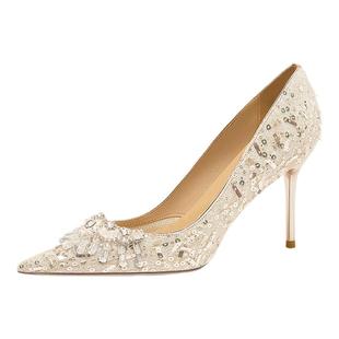 HolyRose【花容月貌】绝美法式婚鞋女新娘鞋婚纱两穿订婚鞋高跟鞋