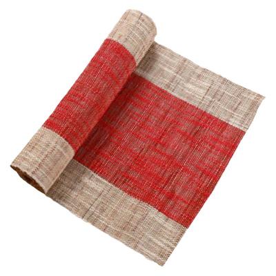 茶席纯手工夏布禅意红色苎麻桌旗