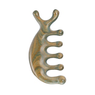 凌恩天然绿檀木梳按摩梳头部头皮疏通经络梳子眼部刮痧送长辈礼物