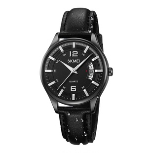 时刻美圆形大表盘男士手表带日历不锈钢男款腕表防水休闲男石英表