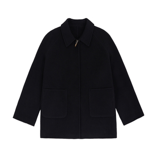 「MISAZ」宝藏双面呢 98羊毛牛角扣手工大衣 轻盈短款单排扣外套