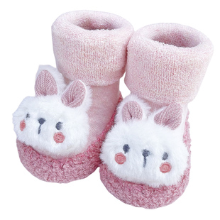 婴儿鞋袜春秋冬季加厚红色过年宝宝地板袜防滑儿童袜子鞋女学步袜