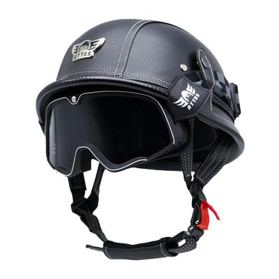 德式复古头盔3C认证夏季巡航摩托车半盔哈雷机电动车钢瓢盔大兵盔