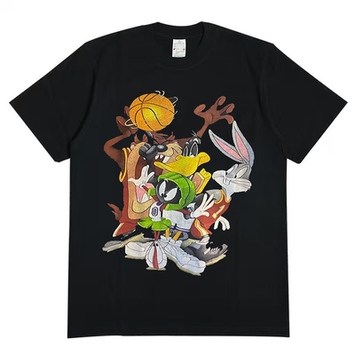 Looney Tunes乐一通美式复古卡通街头半袖创意趣味原宿风短袖T恤