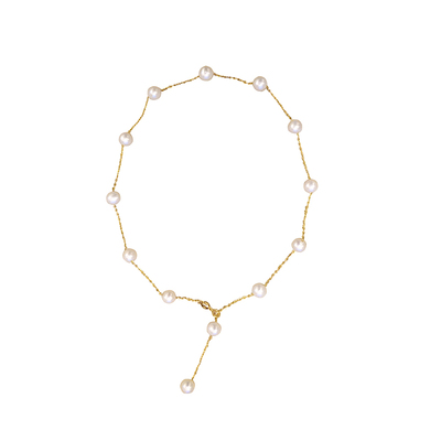 18k金路路通近正圆项链天然珍珠