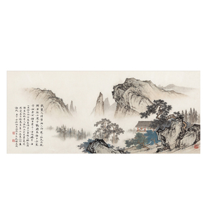 工笔画打印白描底稿陈少梅横幅山水四尺六尺初学者临摹过稿非成品