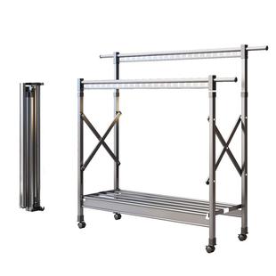 铝合金晾衣架折叠落地家用卧室晒被子可升降衣架阳台晾衣杆可移动