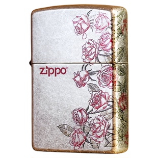 zippo打火机官方正品 古银彩印热恋玫瑰 情人送男女朋友生日礼物