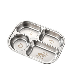 316L餐盘儿童家用防摔饭盘宝宝托育班盘子三格四格吃饭辅食食品级