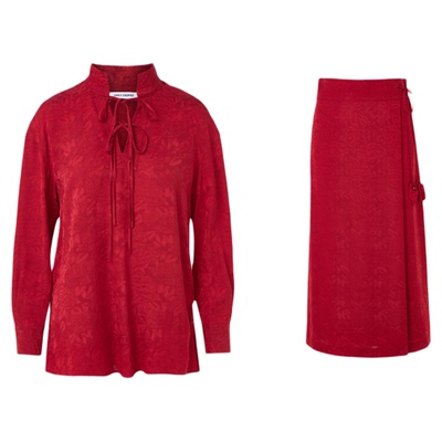 【MONEY HONG】朗姿立领提花新中式衬衫/半身裙女2026年春季新款