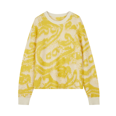 LESS云龙纹毛衣女设计感柔软南非马海毛圆领套头针织衫2O1313960