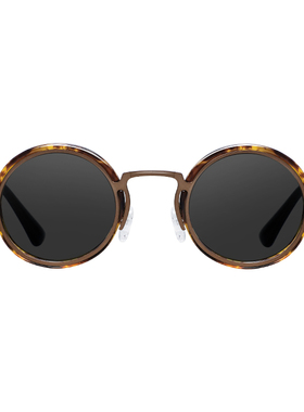 复古玳瑁色小圆框偏光近视墨镜男