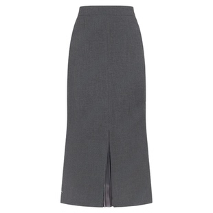 邱莹莹 HELAAOMI “步步生花”新款黑色半身裙百褶气质开叉半身裙