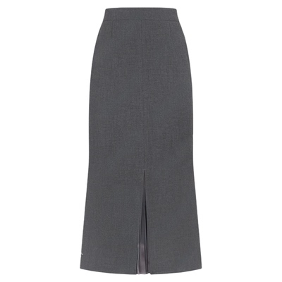 邱莹莹 HELAAOMI “步步生花”新款黑色半身裙百褶气质开叉半身裙