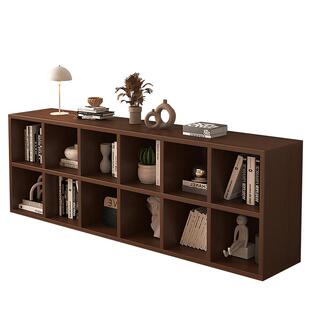 实木矮书柜家用客厅卧室儿童书架落地置物架靠墙收纳格子柜储物柜