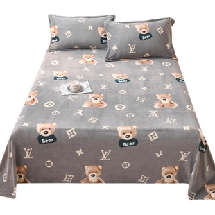 牛奶绒床单单件珊瑚毛毯子加厚绒面加绒铺床冬季法兰绒被单单双人