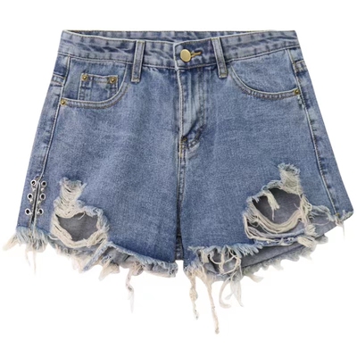 150cm小个子破洞不规则毛边热裤