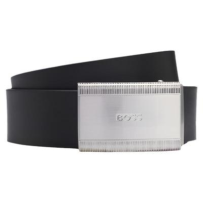 【新年礼物】BOSS博斯 男品牌标识牌扣开合精美粒面皮革腰带