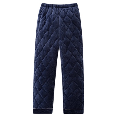 【超厚】夹棉睡裤男秋冬季三层加绒加厚珊瑚绒长裤保暖开朗家居裤