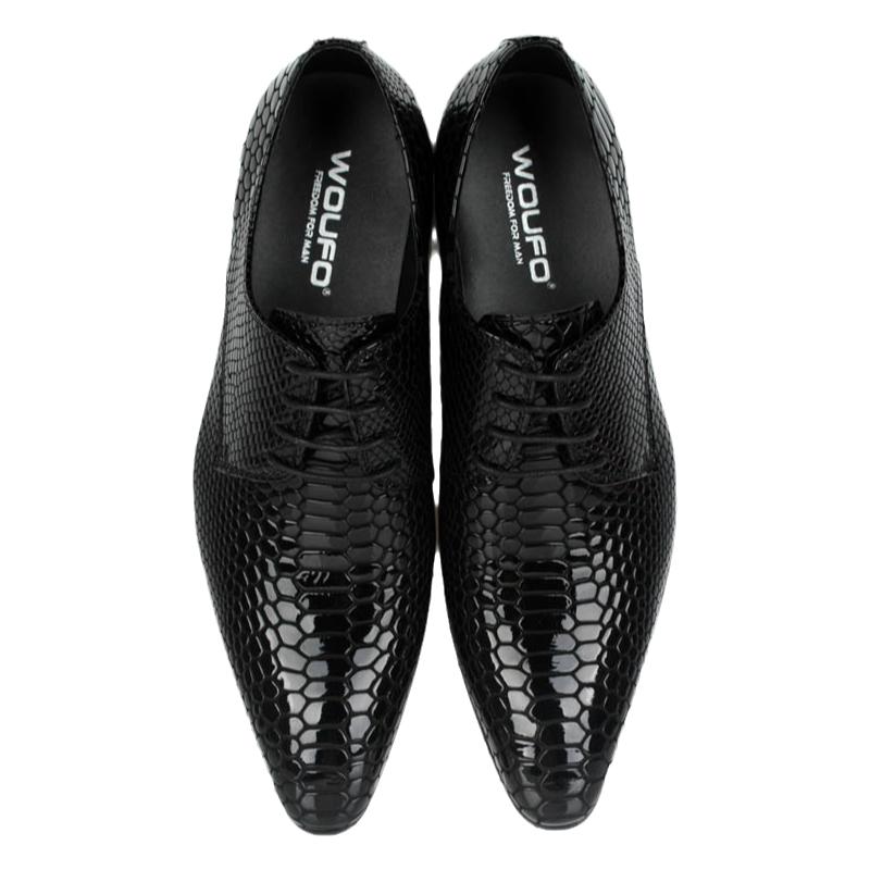 正装英伦蛇纹红色男士尖头皮鞋