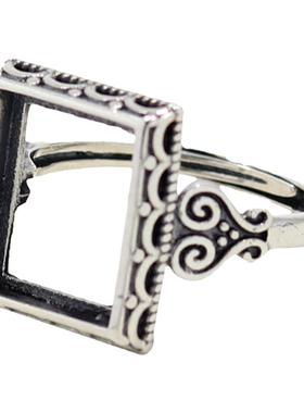 男女款S925纯银玉石镶嵌戒指空托