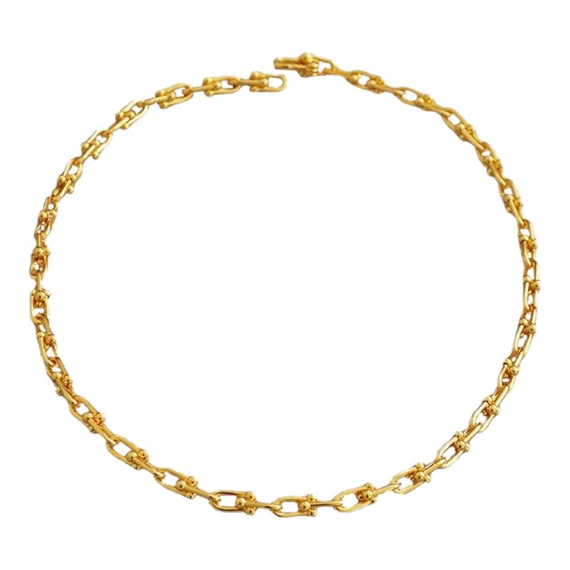 明星同款朋克项链黄铜镀金U型女