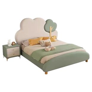 萌趣云朵儿童床男孩女孩公主床1米2高箱储物单人床现代简约软包床