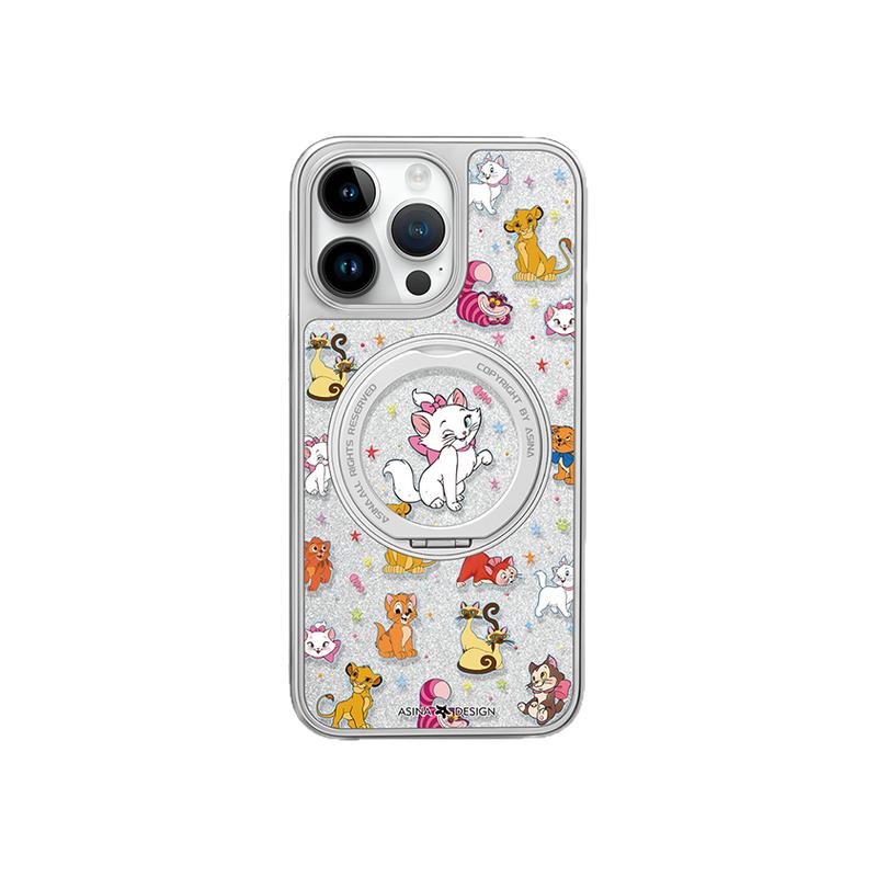 星星猫咪适用iPhone17Promax手机壳新款苹果16Pro磁吸带支架保护套Qo1支点15可爱网红ip14高级闪粉13pm全包