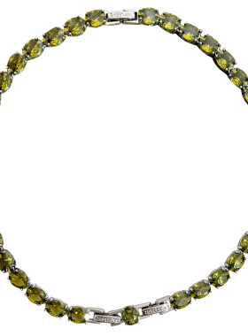 莫奈睡莲/油画色橄榄绿石爆闪choker项链 可拆卸设计项链手链两戴