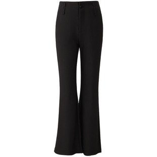 娅丽达高弹西装微喇裤女2026春秋新款休闲裤小个子裤子黑色喇叭裤