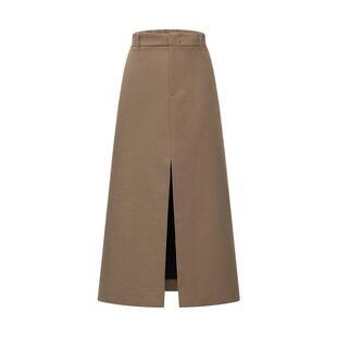 LILY2026春新款复古知性气质通勤开叉休闲百搭直筒裙半身裙女长裙