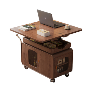 安居客移动边几实木可升降折叠沙发边柜侧柜客厅移动小桌茶几茶台