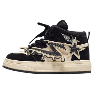 马骑顿童鞋儿童运动鞋春季2026新款高帮皮面户外女童男童板鞋大童