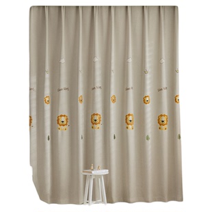 儿童高遮光3D立体雪尼尔绣花奶油狮子王窗帘成品卡通飘窗布帘定制