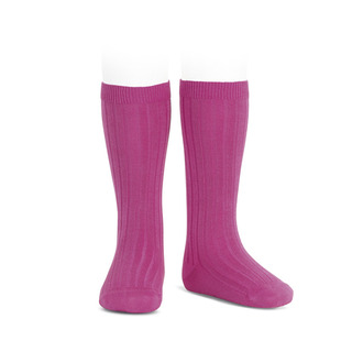 西班牙Condor儿童宝宝透气女孩纯色糖果色春秋款棉坑条螺纹中筒袜