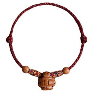 桃木桃核儿童宝宝红绳手链成人男女款本命年转运珠防惊吓桃篮手串