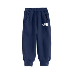 罗蒙儿童裤子男童春秋款卫裤2025新款小学生藏青色休闲藏蓝运动裤