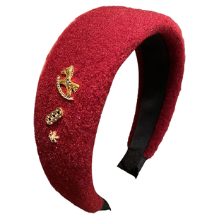 新年红色小马宽边发箍女2026冬过年喜庆高颅顶头箍马年发卡头饰