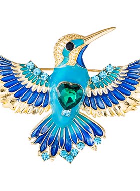 欧美时尚个性蓝色蜂鸟胸针