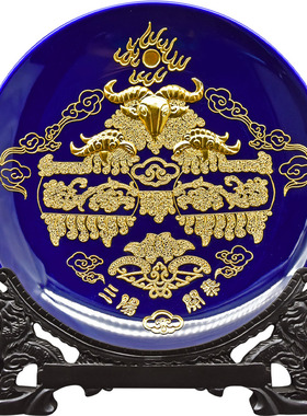 三羊开泰招财金箔摆件客厅装饰品