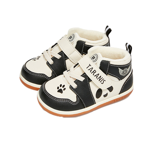泰兰尼斯冬季新款男宝宝学步鞋加绒保暖棉鞋男童卡通熊猫机能鞋