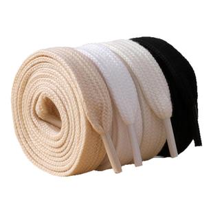 宽鞋带男女款白色扁平开口笑彪马面包鞋加宽米白纯棉不起球鞋带绳