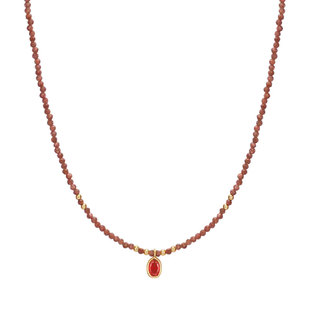 sanswood《午夜巴黎》金沙石串珠项链女新款复古红色氛围气质颈饰