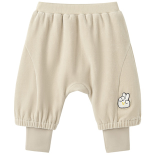 博睿恩儿童假两件裤子春秋款婴幼宝宝灯芯绒假两件童装大pp裤子