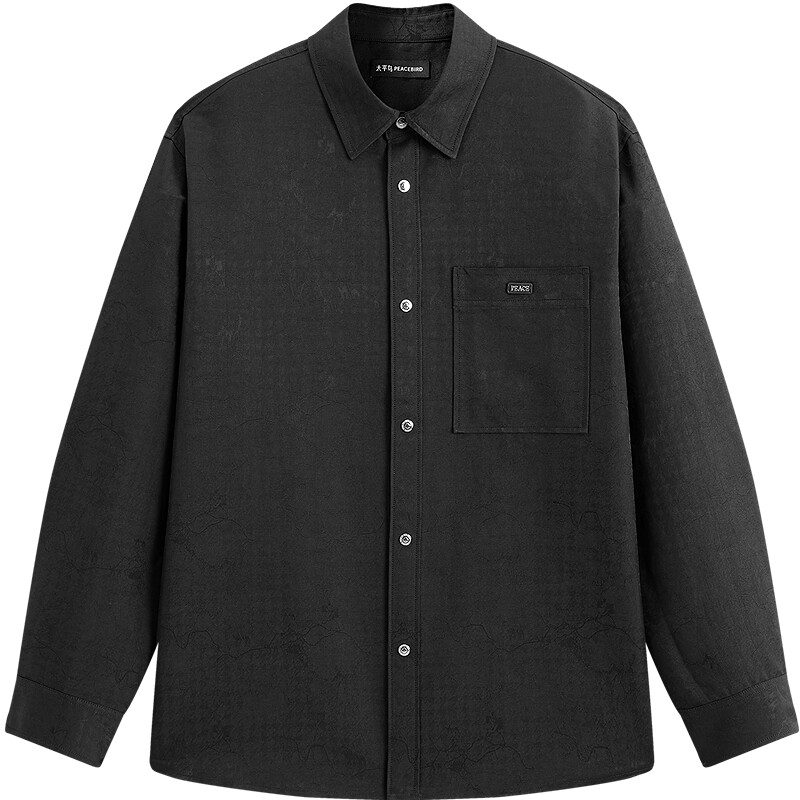 太平鸟男装 休闲衬衫2026春季新款肌理提花时尚衬衫外穿式衬衣潮